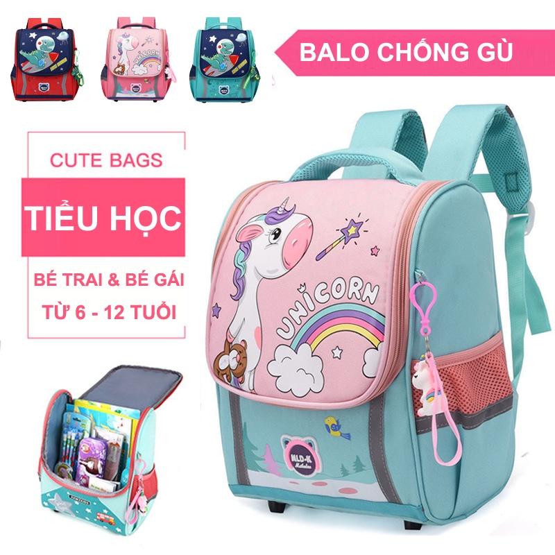 Balo học sinh tiểu học từ lớp 1-5 chống gù chống thấm nước chất liệu an toàn cho bé PK94