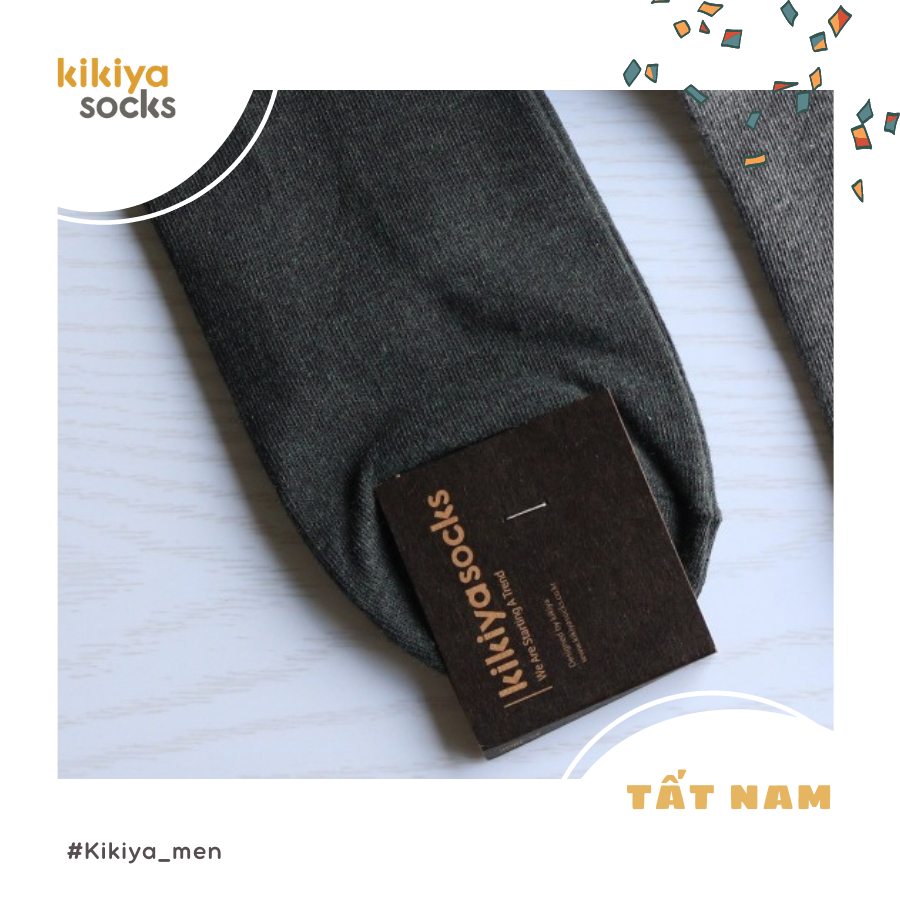 Tất vớ nam cotton cổ cao Kikiya cao cấp Hàn Quốc M-C-029