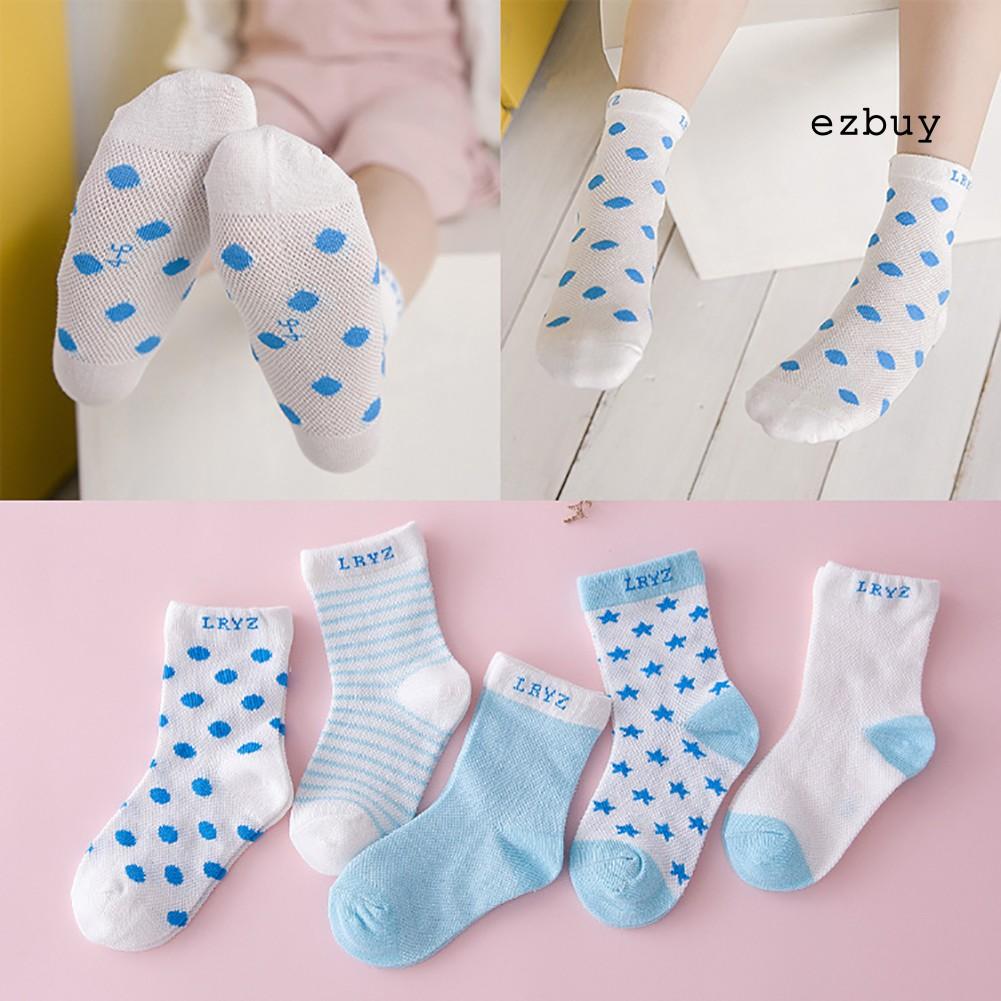 Set 5 Đôi Vớ Cotton Thoáng Khí Dễ Thương Cho Bé