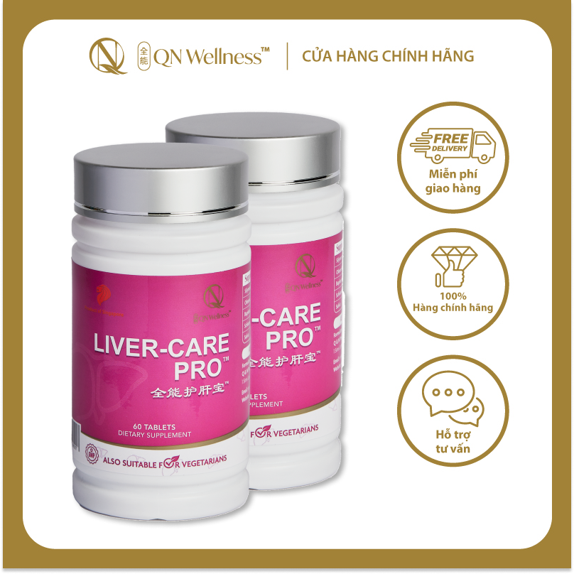 Combo Ưu Đãi Viên Uống Bổ Sung Liver-Care Pro QN Wellness Chuyên Hỗ Trợ Phục Hồi & Bảo Vệ Gan, Điều Chỉnh Mức Độ Canxi Tế Bào, Cung Cấp Máu Cho Tim Mạch - Hộp 60 Viên x 2