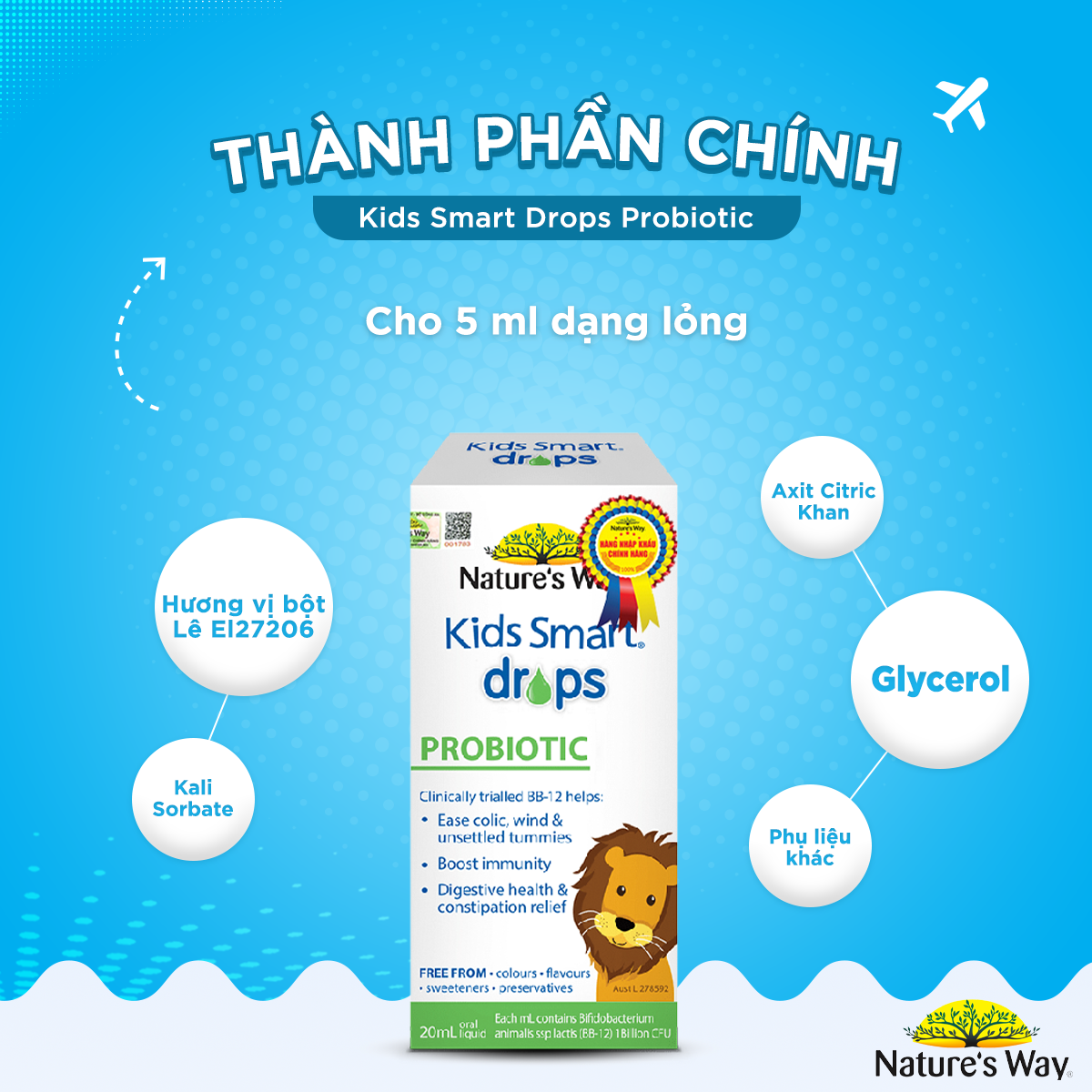 Combo 3 Siro Uống Nature's Way Kids Smart Drops Bổ Sung Vitamin, Khoáng Chất Cho Bé Phát Triển Toàn Diện 50ml