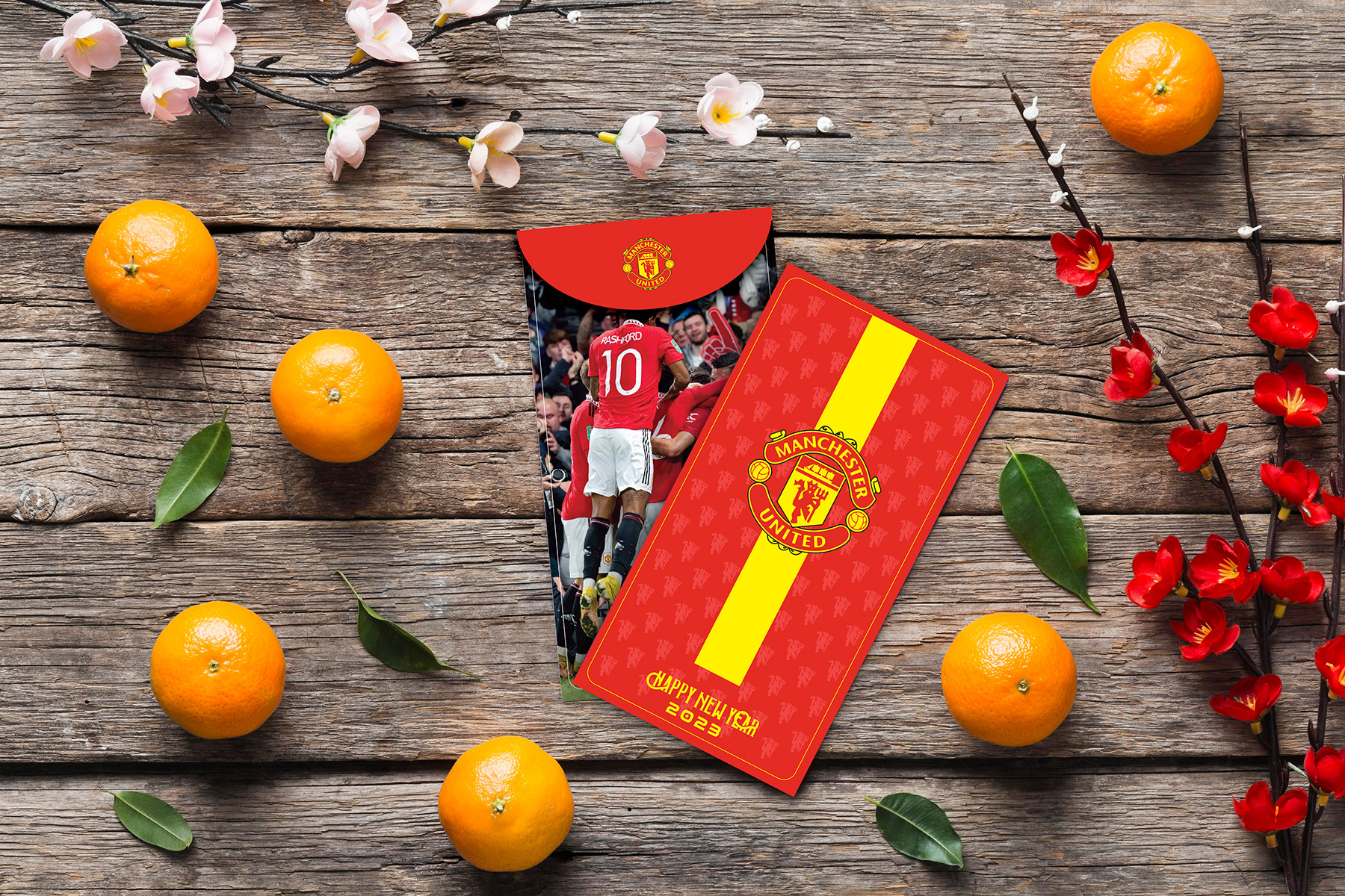 Bộ 10 Bao Lì Xì Năm Mới 2023 Quý Mão kích cỡ 8x16cm - Dành cho fan Quỷ Đỏ Manchester United