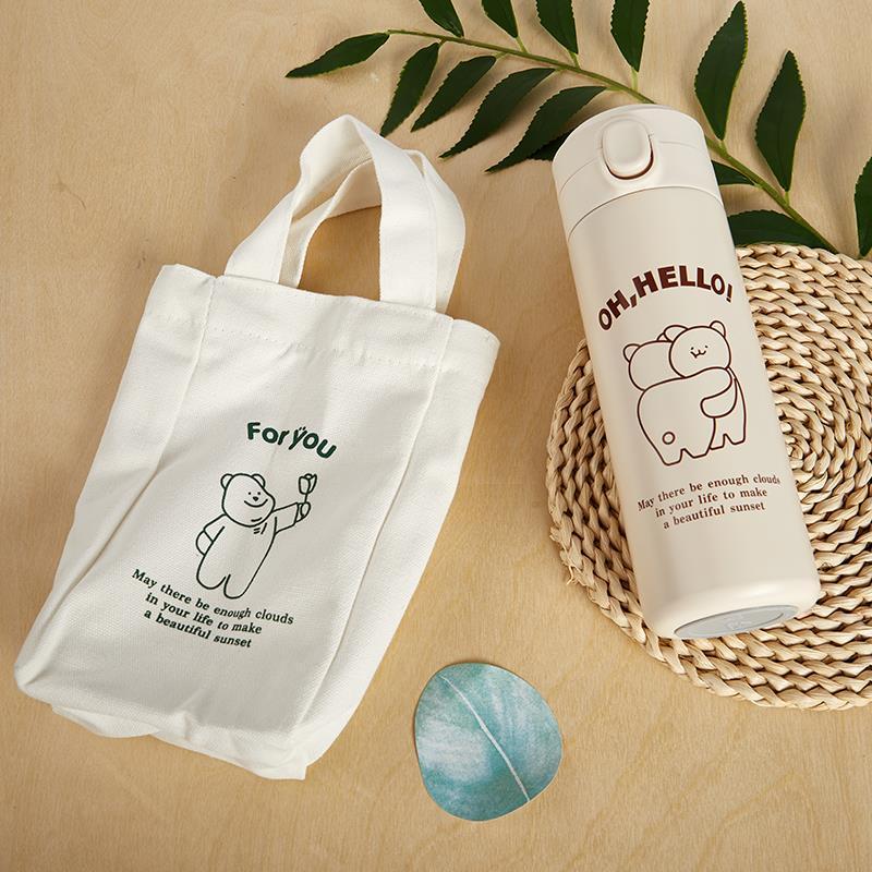 Portable Thermos Bottle 304 Stainless Steel Food Grade Insulation Vacuum Flask Leak-proof Anti Slip Cup For Children Girl School