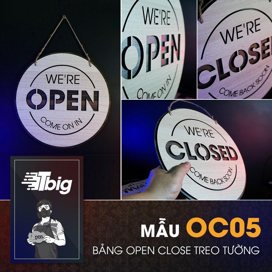 Bảng gỗ Open Closed treo cửa mẫu OC05 cắt laser 2 mặt trang trí decor sang trọng độc đáo