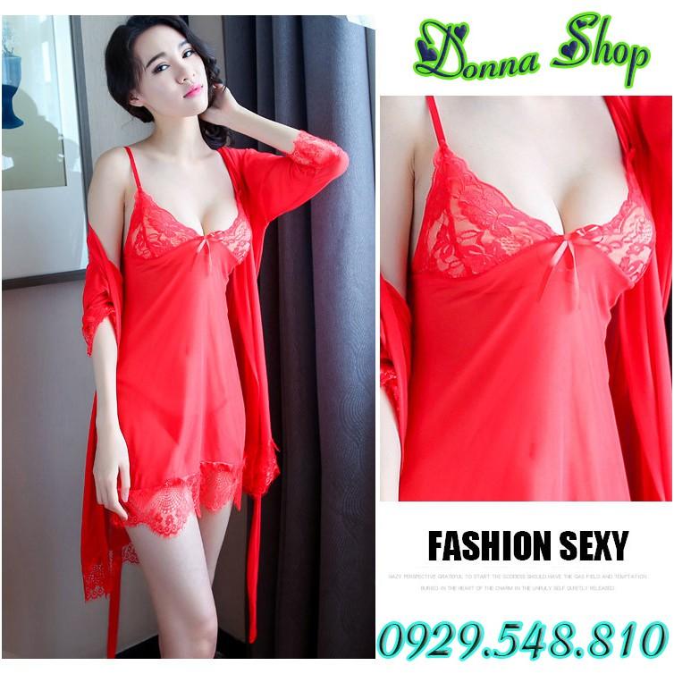 Váy ngủ sexy - Chất liệu voan ren mềm mịn - Mã DN09 màu đỏ