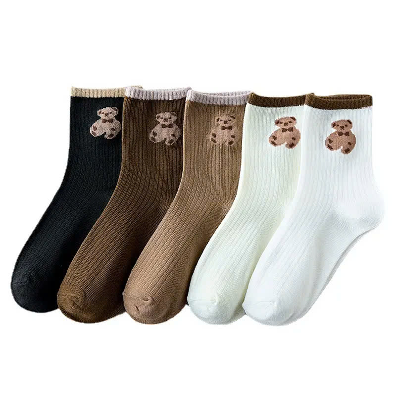 Vớ Nữ Hình Gấu Nhiều Màu ( Bọc 10 Đôi ) Loại Cổ Cao