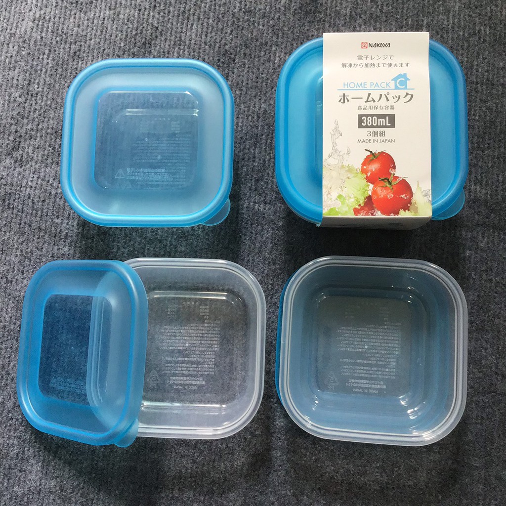 Set 3 Hộp Nhựa Dùng Được Lò Vi Sóng Màu Xanh  - Nội Địa Nhật Bản