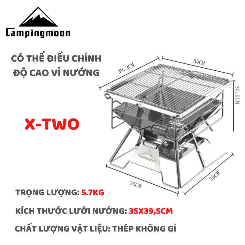 Bếp nướng dã ngoại gấp gọn Campingmoon X-TWO cho 6-8 người