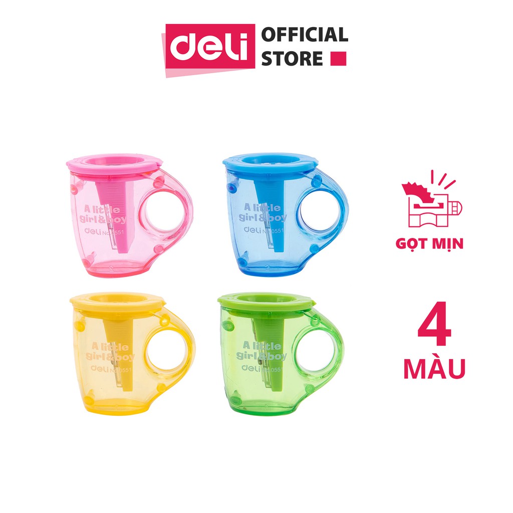 Gọt Bút Chì Deli - 2 Cỡ - Xanh Lá Xanh Dương Hồng Vàng - 1 Chiếc - E0551 - Xanh Lá
