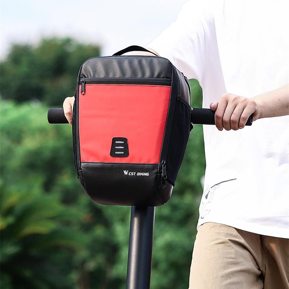 WEST BIKING 7.3L Bike Handlebar Bag Waterproof Bicycle Front Bag Cycling Basket Bag Scooter Handlebar Bag with Water Bottle Holder
