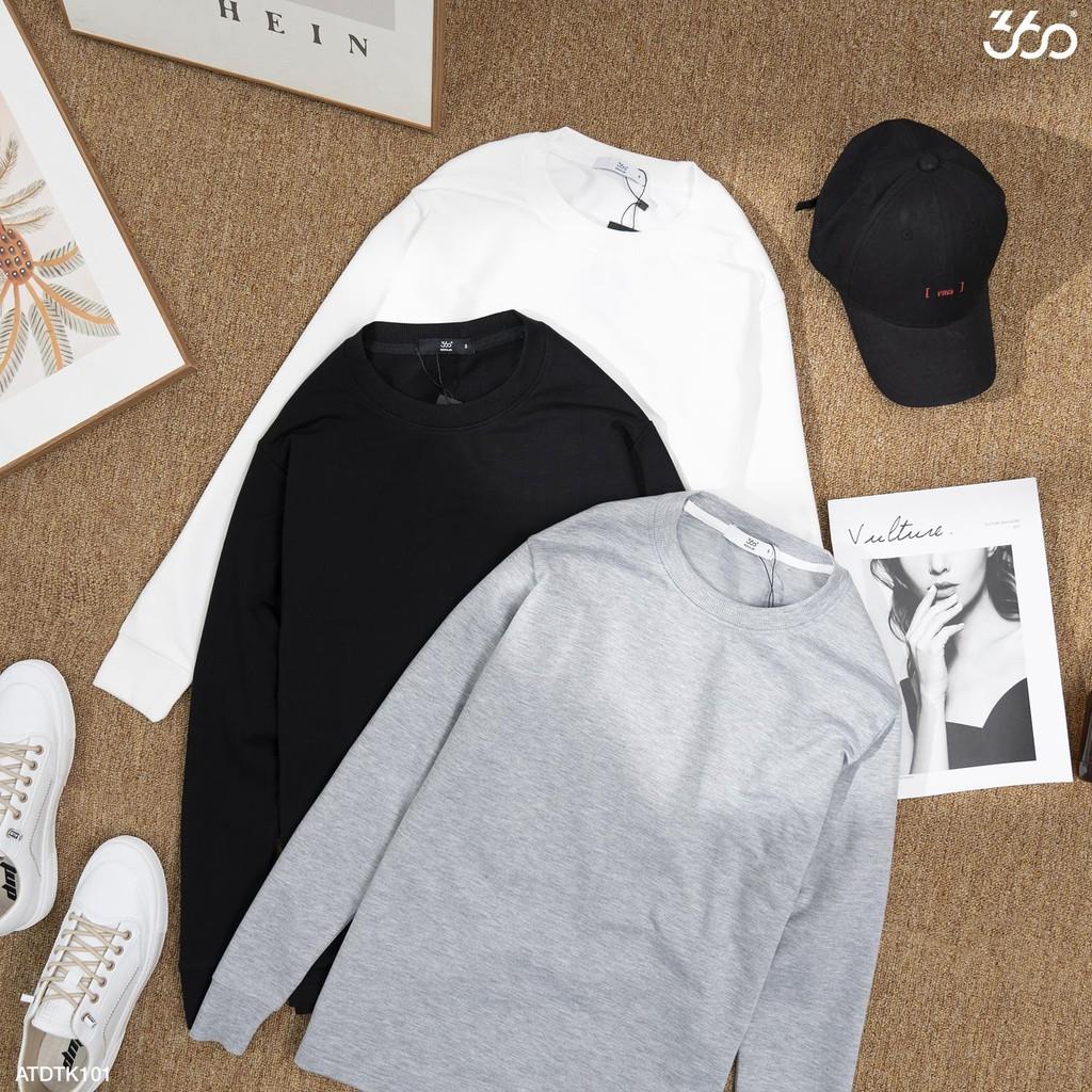 Sale Áo Phông Nam Trơn Dài Tay 360 Boutique Áo Thun Dài Tay Không Cổ - ATDTK101
