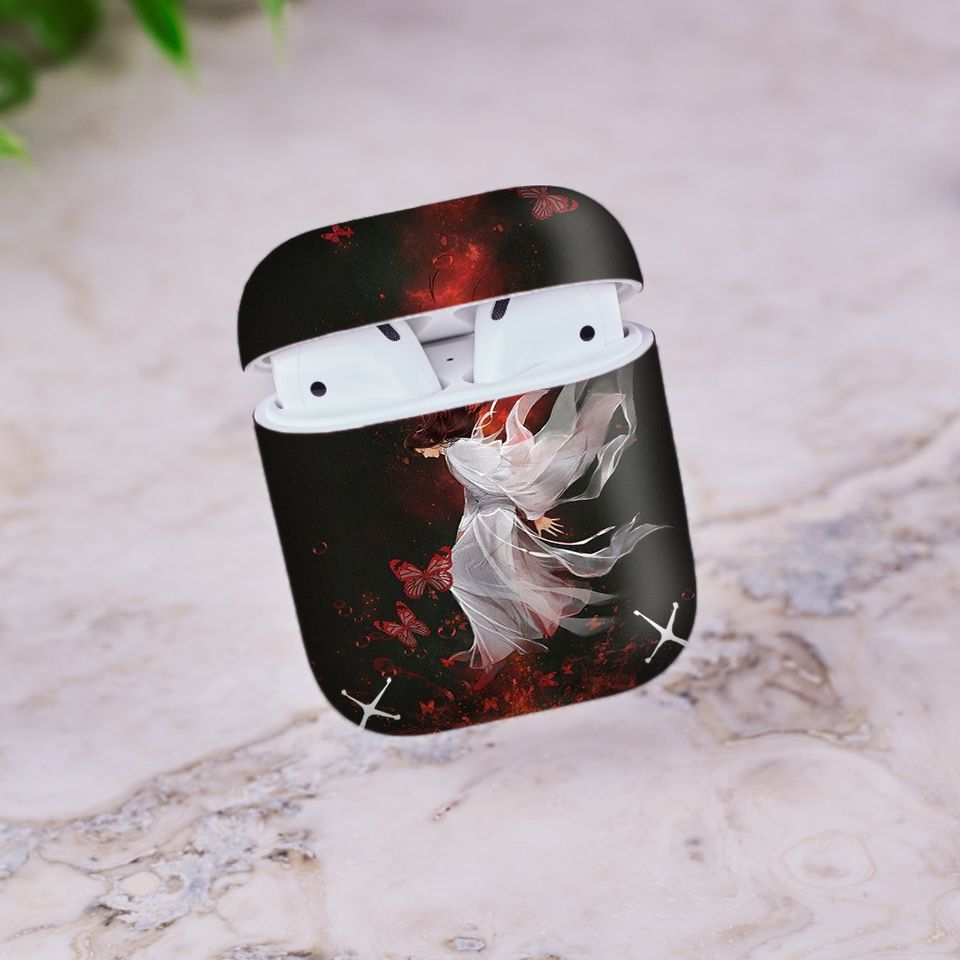 Miếng dán skin chống bẩn cho tai nghe AirPods in hình Cổ phong - acp002 (bản không dây 1 và 2