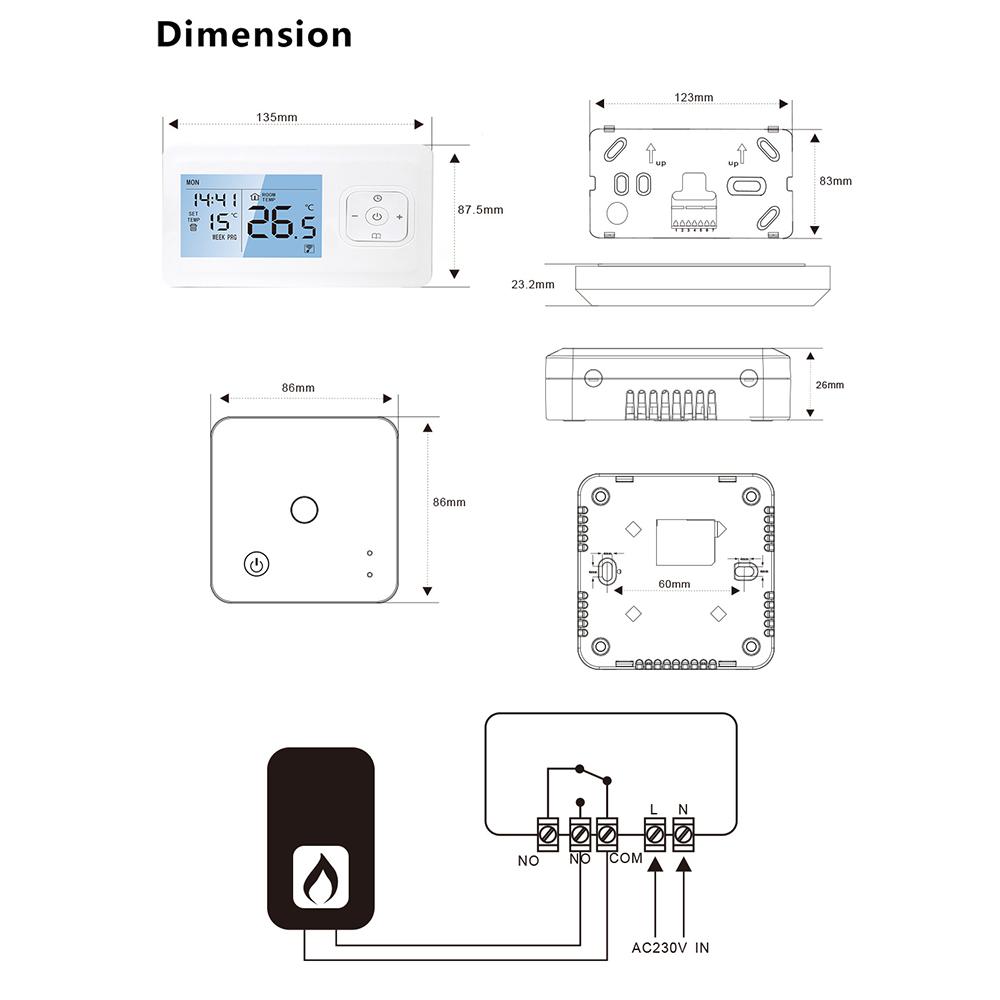 Wi-Fi Smart Thermostat Wireless Programmable Thermostat with RF Receiver Tabletop Wall-Mounted Style APP Control