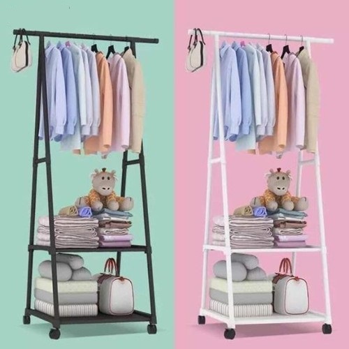 Kệ treo quần áo chữ A có bánh xe tặng kèm dao cạo lông mày hàn quốc