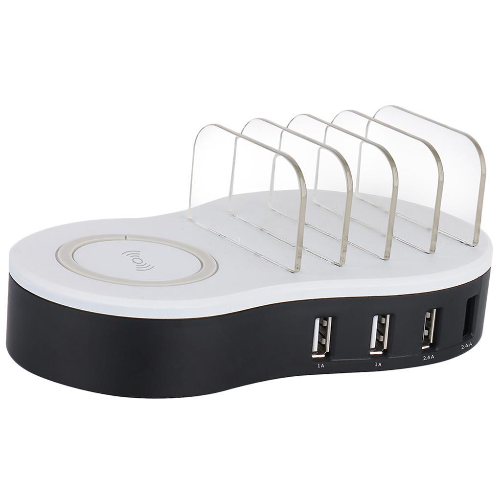 Wireless Quick Charging Station Dock 4 Ports USB W/ Mushroom Light US