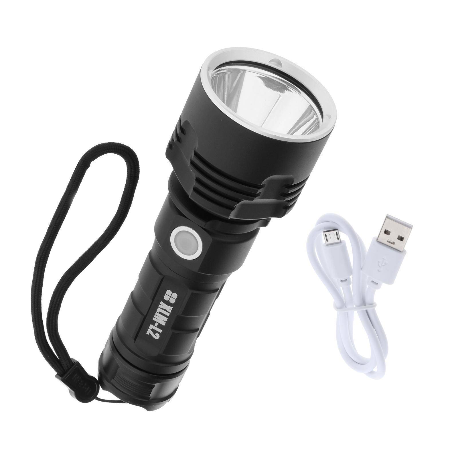 USB Rechargeable LED Powerful Flashlight with Bright Lamp