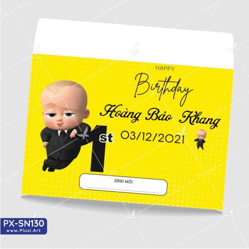 Thiệp thôi nôi – sinh nhật Pluxi Nhóc Trùm PX_SN130