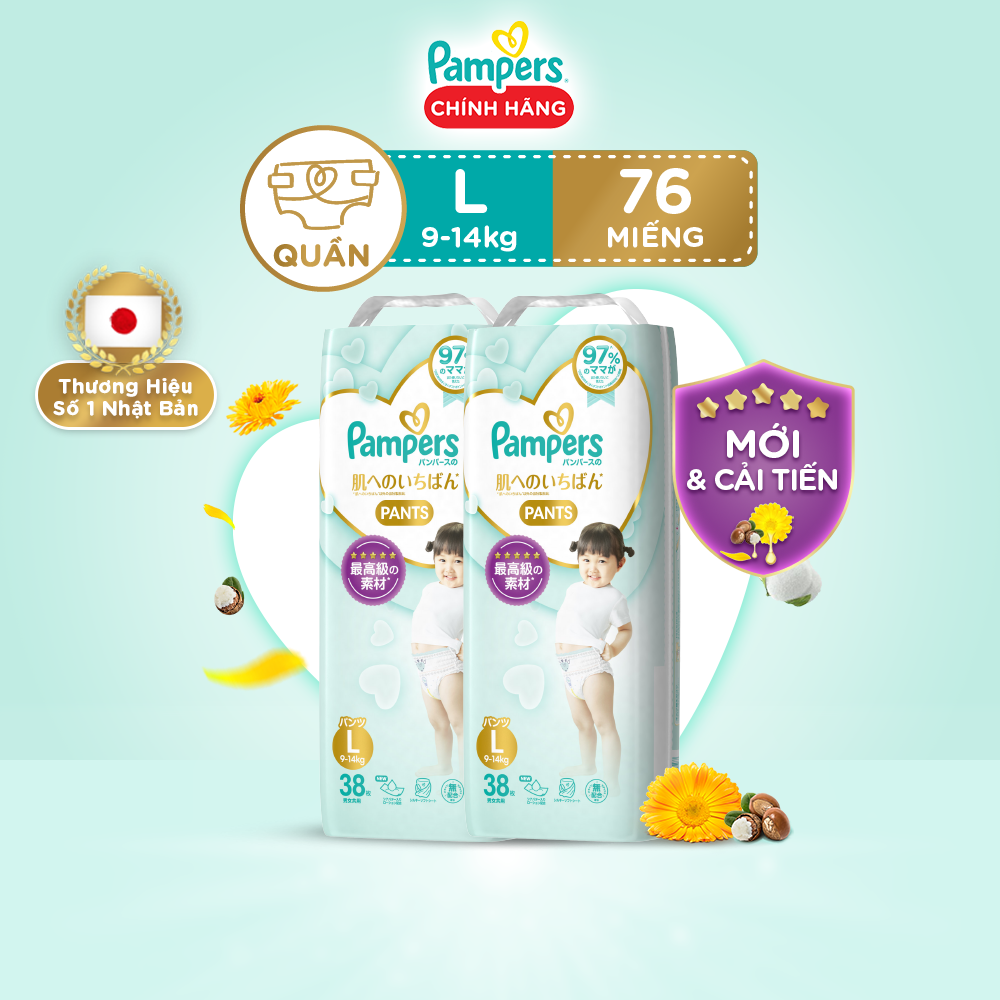 Combo 2 Gói Tã/Bỉm Quần PAMPERS Nội Địa Cao Cấp Nhật Bản M48/L38/XL36 x2