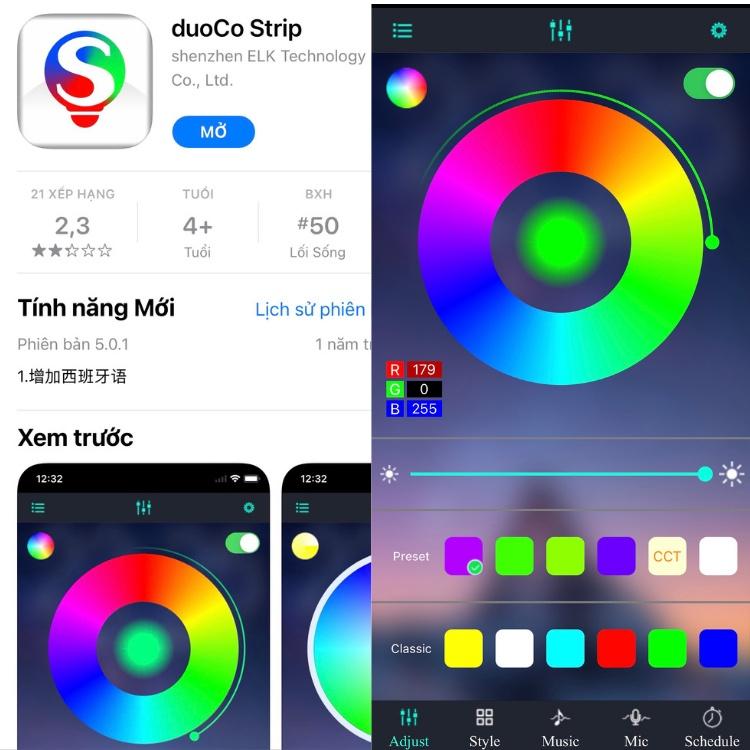 Đèn LED Tiktok 5050 Mix Đổi Màu RGB Dùng App Quay Video Cuốn Hút Triệu View Đèn Trang Trí Phòng Ngủ Bàn PC