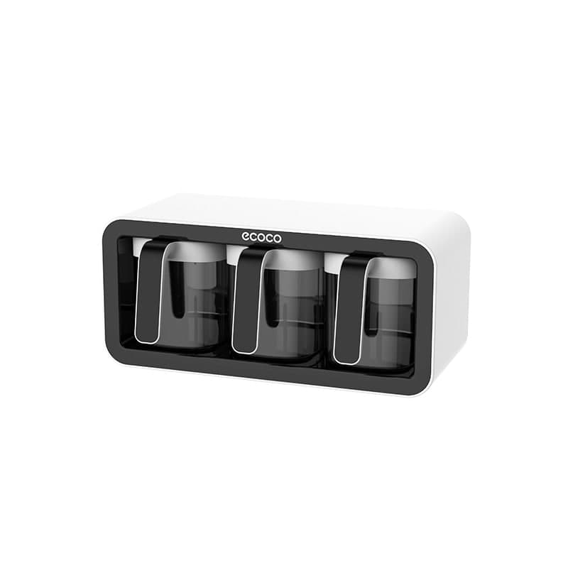 Kệ Đựng Gia Vị Dán Tường Ecoco không cần khoan đục, Bộ 3 Hộp Đựng Gia Vị Kèm Thìa Nhà Bếp Mẫu Mới 2021 tiết kiệm không gian