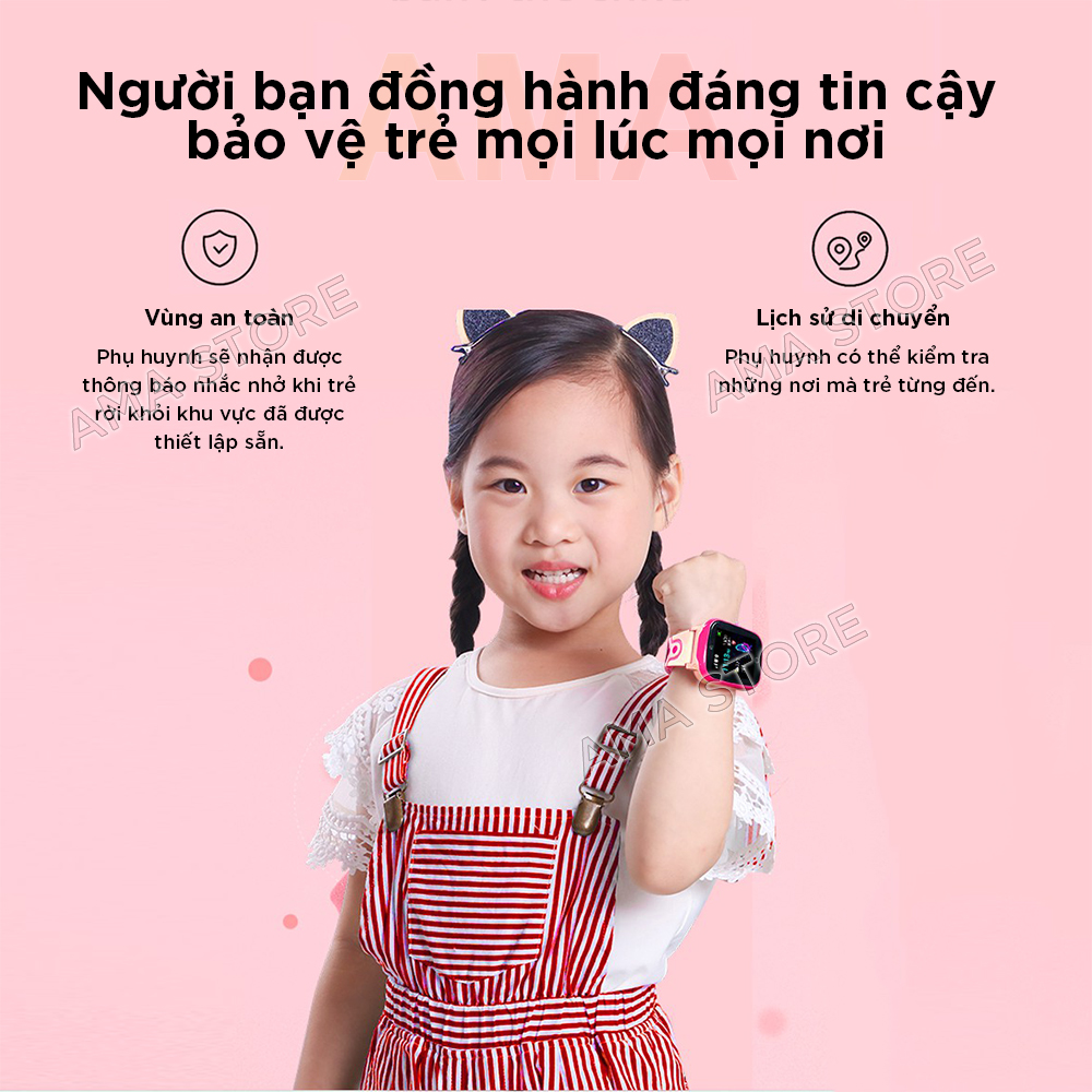 Đồng hồ Thông minh Đinh vị Kép Chống nước Dành cho Trẻ em 5 tuổi, 6 tuổi, 7 tuổi, 8 tuổi, 9 tuổi, 10 tuổi, 11 tuổi AMA Watch Q13 Hàng nhập khẩu