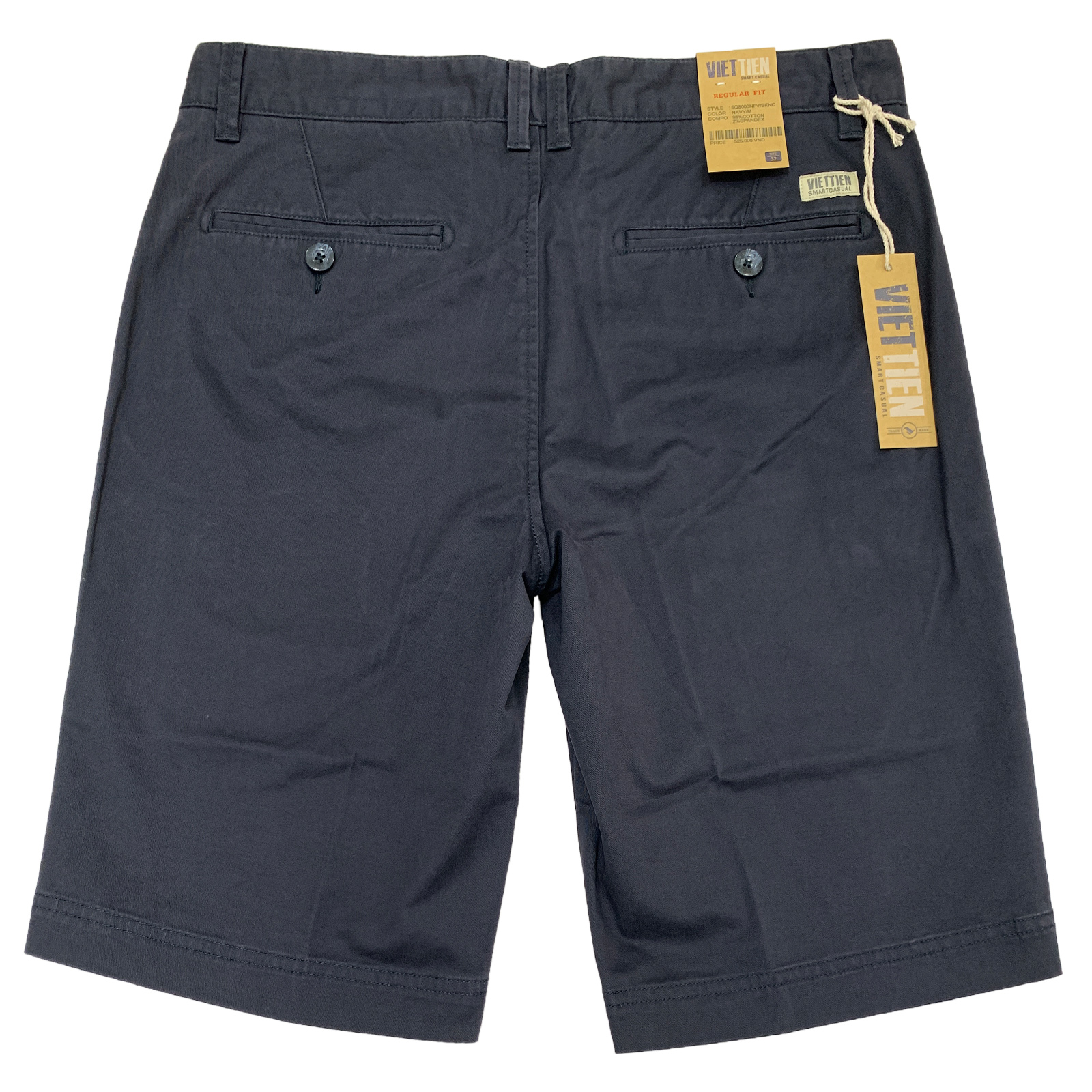 Viettien - Quần short nam kaki màu xanh đen 6Q8003 regular fit