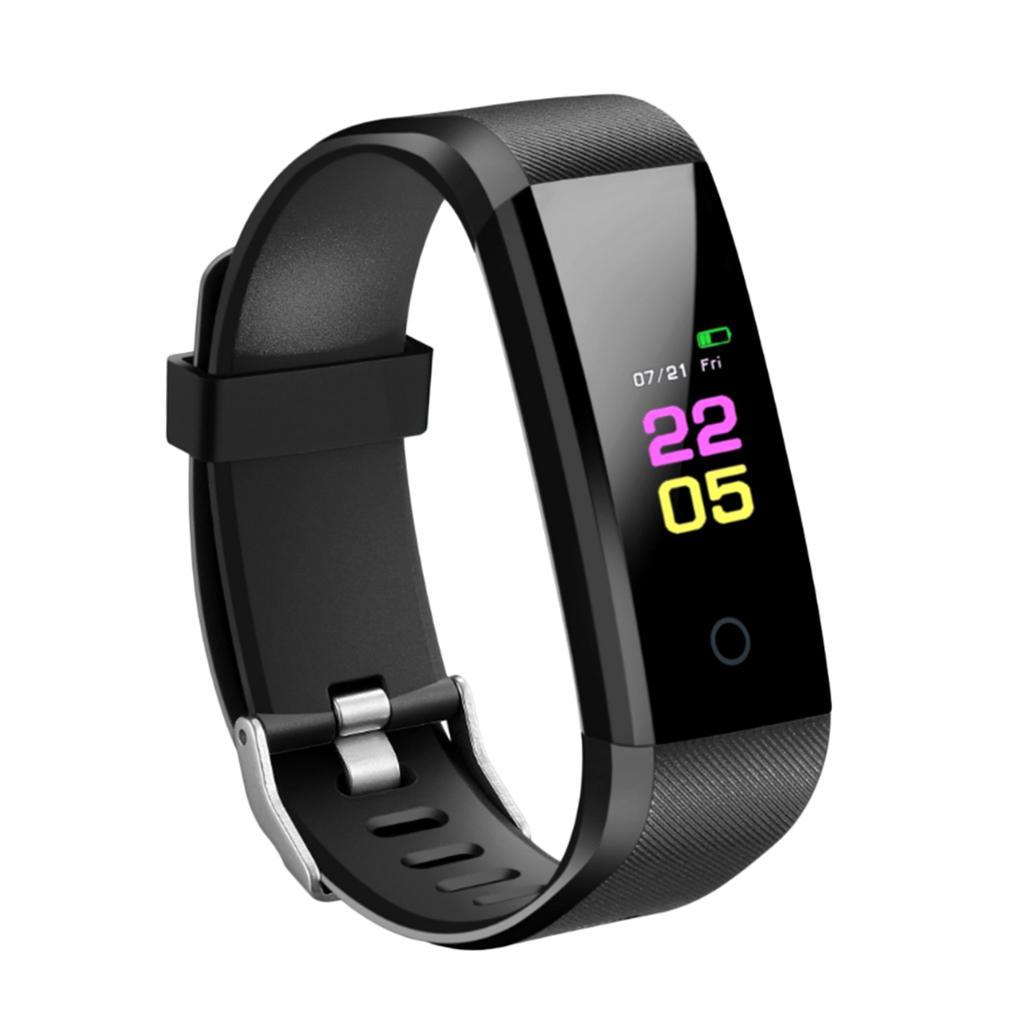 2x115 Plus Smart Watch Bracelet Fitness Tracker Heart Rate Monitor Black