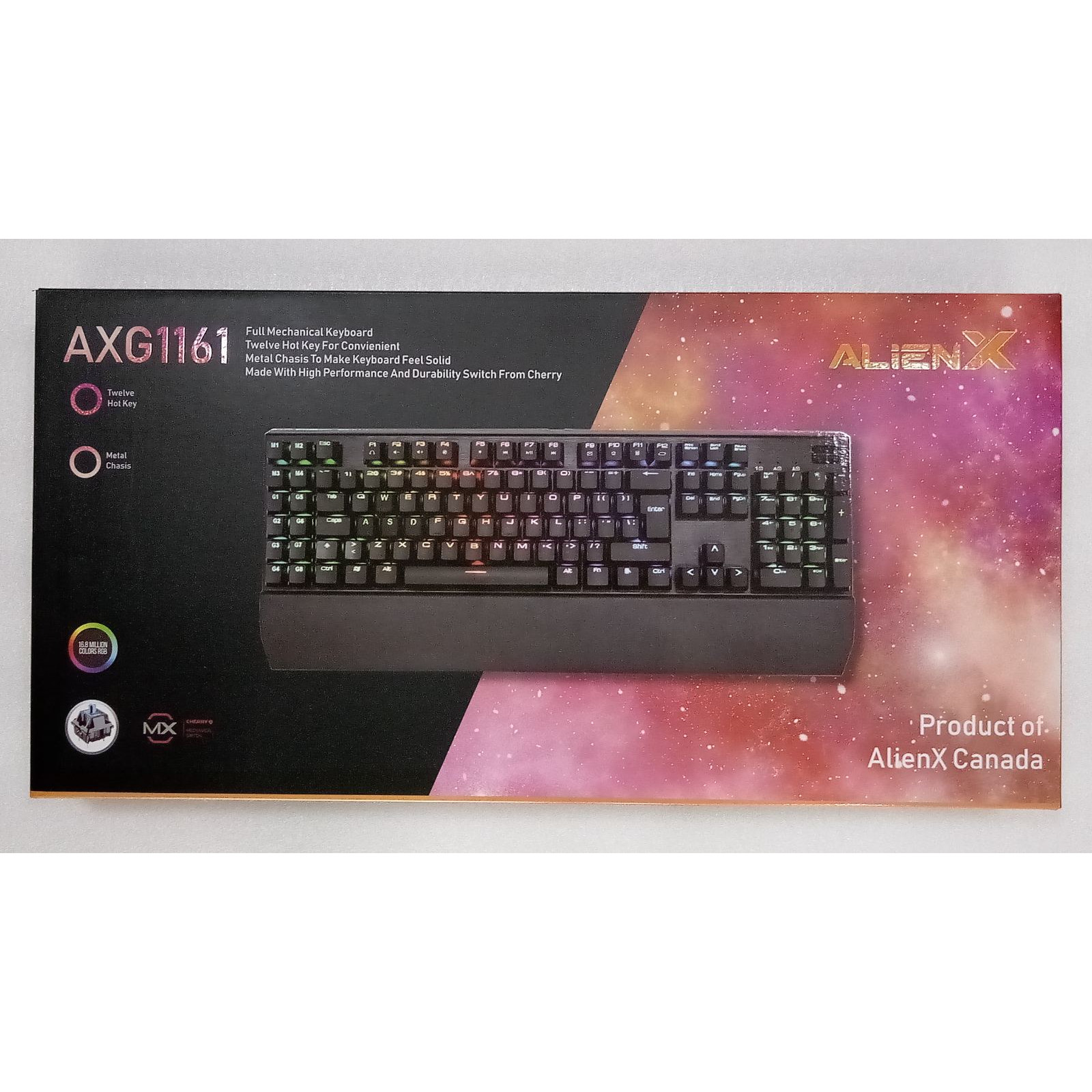 Bàn phím cơ gaming AlienX AXG1161 - Hàng Chính Hãng - Led RGB - Cherry Switch