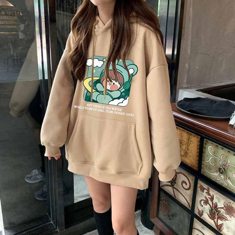 Áo hoodie nam nữ nỉ ngoại ulzzang unisex cặp đôi hàn quốc dày mịn chống nắng in hình phi hành gia