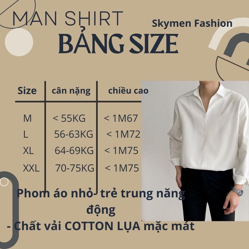 Áo sơ mi tay dài nam nữ cổ V form rộng Unisex Hàn Quốc chất vải Lụa rất đẹp mịn mát co giãn nhẹ - SKM001