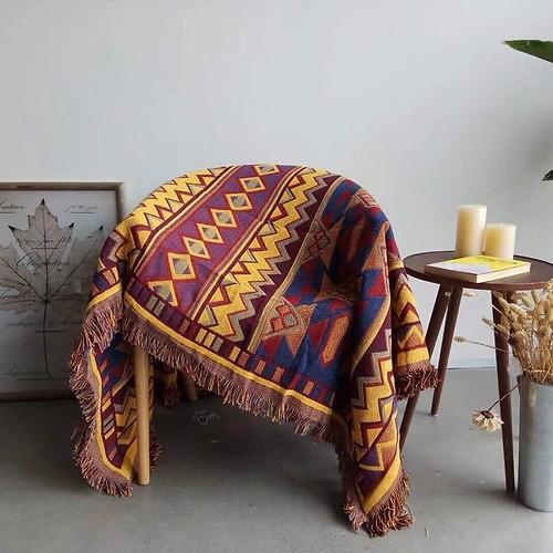 Thảm thổ cẩm đa năng 180x130cm HK90, Khăn phủ sofa vintage