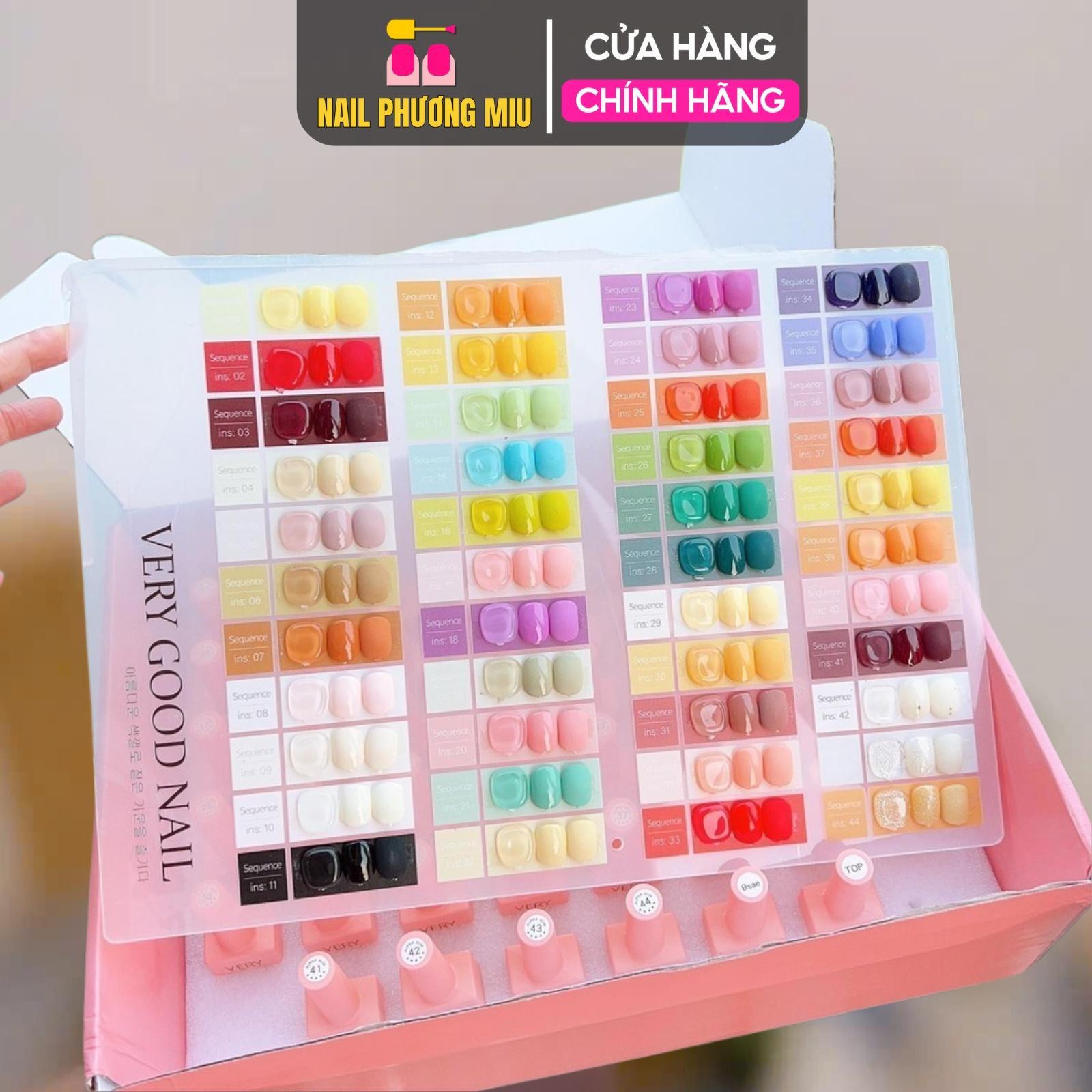 Set Sơn Gel 44 Màu Very Good Nail Đậm Mướt, Lên Màu Chuẩn Chai 15ml Tặng Kèm Bảng Màu Và Base Top Làm Nail Nữ Women