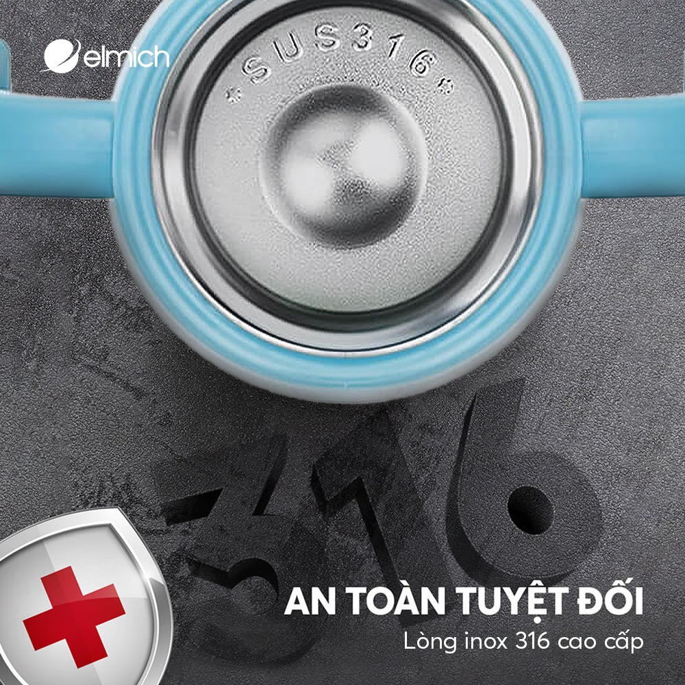 Bình giữ nhiệt cho bé Elmich Baby EL8317 360ml, Hàng chính hãng, inox 316, có ống hút - JoyMall