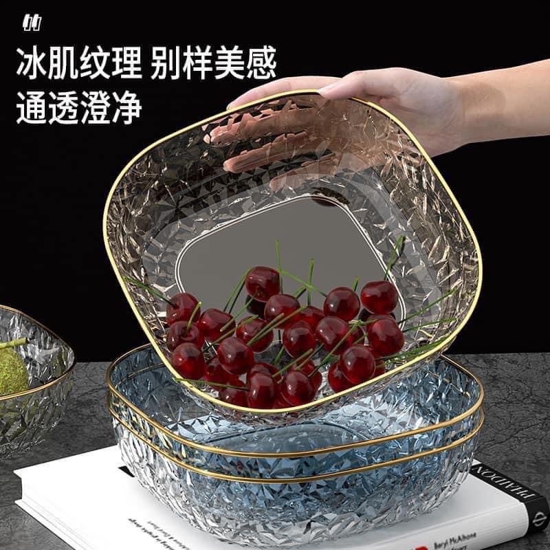 Sét 3 Đĩa vuông Arylic 3 màu trắng,xanh, nâu chất liệu nhựa xuất xứ trung quốc Phong cách hoàng gia Châu Âu