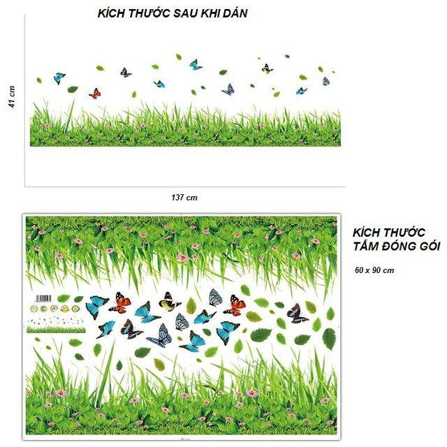 DECAL DÁN TƯỜNG HƯỚNG DƯƠNG VÀNG VÀ CHÂN TƯỜNG CỎ XANH