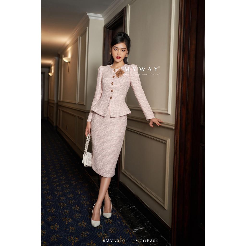 Sét Dạ Tweed Nữ MY WAY Áo Khoác Và Chân Váy Bút Chì Sang Trọng 9MVB0209-9MCOB304
