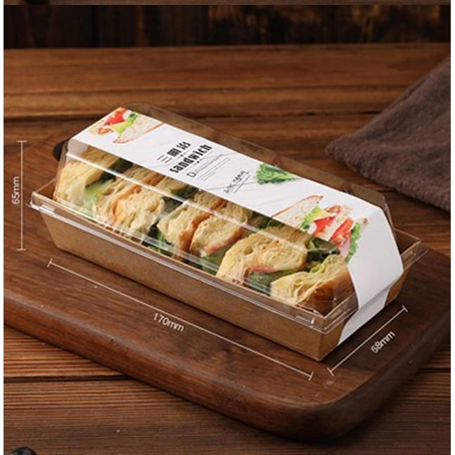 10 Hộp Giấy Kraft Nắp Trong Đựng Bánh, Salad,Su Kem,Bánh Bông Lan, Bánh Ngọt,Thức Ăn Nhẹ