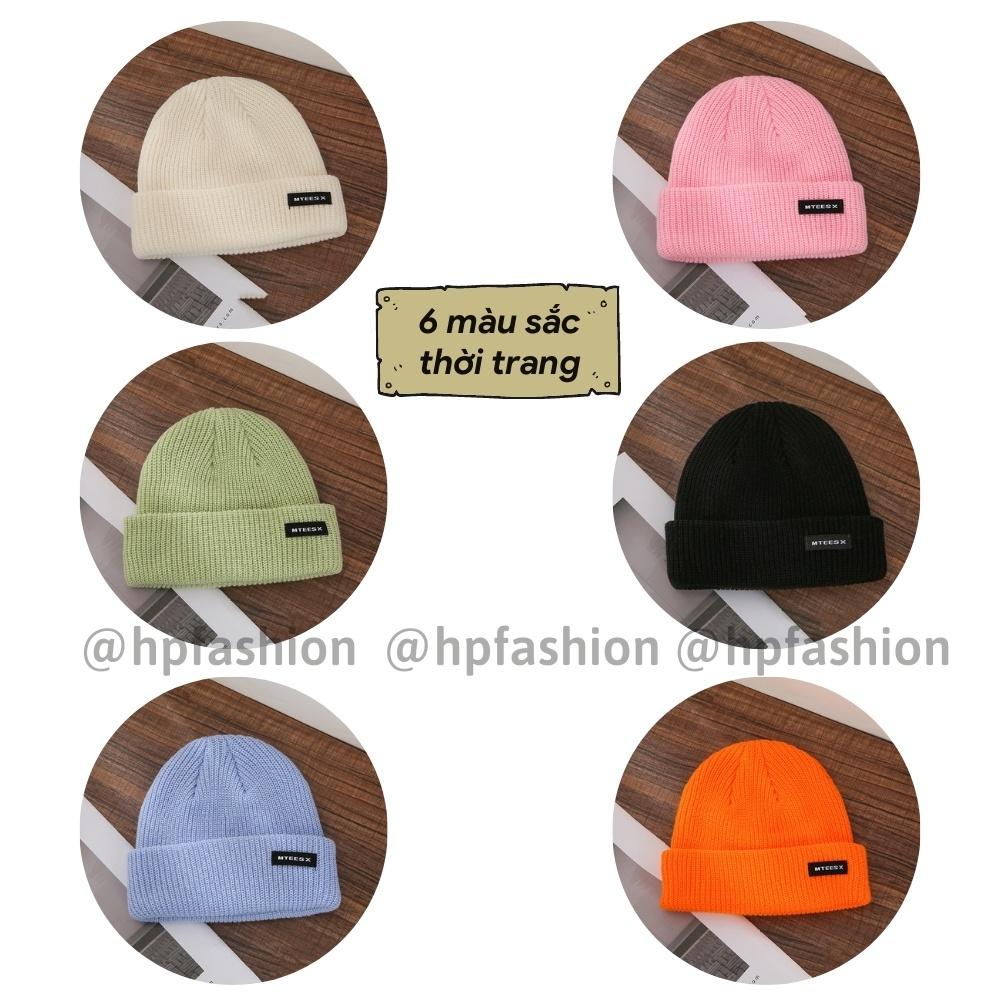 Mũ len dệt kim beanie Thêu MTEESX Hàn Quốc thời trang unisex thu đông giữ ấm cho nam nữ