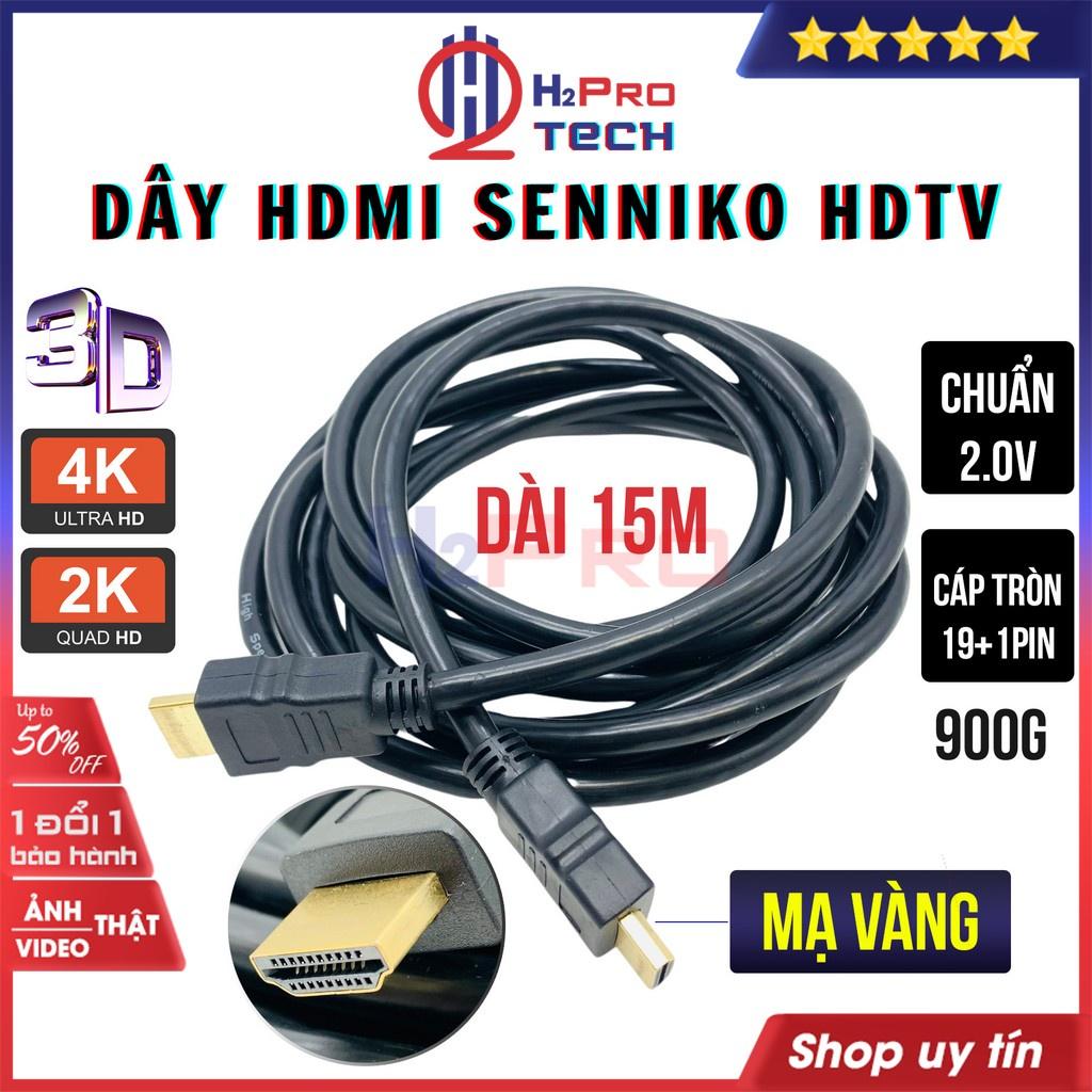 Dây HDMI, Cáp HDMI 2.0 Dài 10m, 15m, 20m Tròn Dẻo, Hỗ Trợ 4K SENNIKO HDTV, Đầu Mạ Vàng Cho TV/Máy Chiếu/ PS4-H2pro Tech