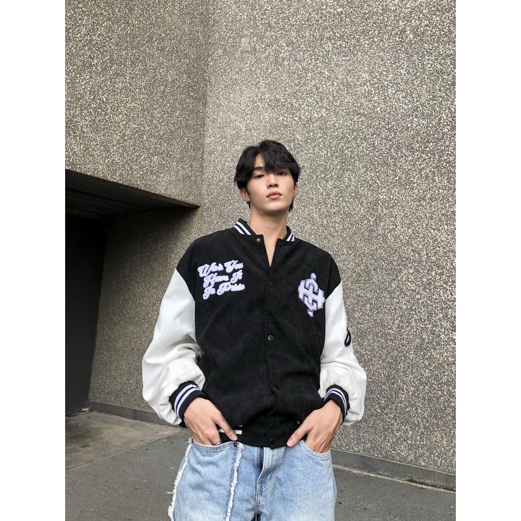 Áo Khoác BADGE Unisex Nam/Nữ Nhung Tăm Đen/Trắng - HIGHCLUB