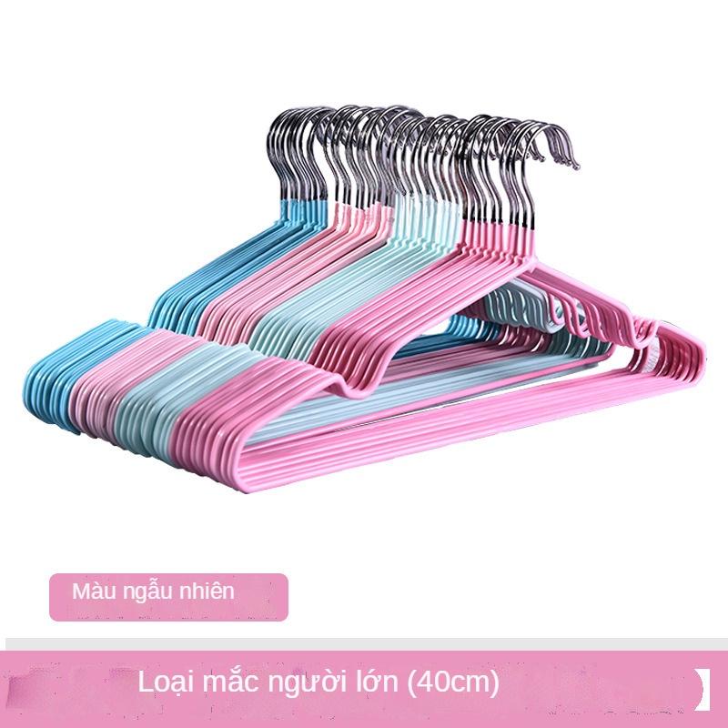 Set 10 Móc treo quần áo inox dày cao cấp bọc nhựa chống bay và hằn quần áo