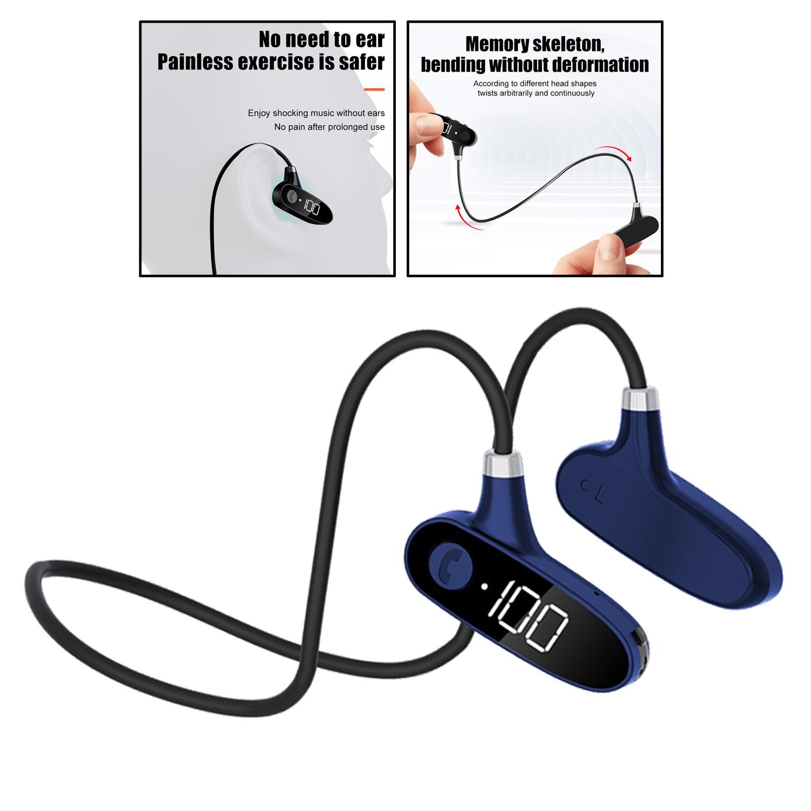 2x Bone Conduction Bluetooth 5.2 Headphones Headsets 10H blue