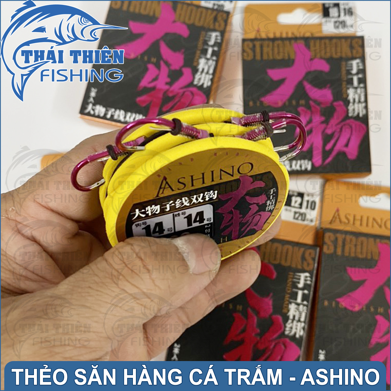 Thẻo Câu Đài Buộc Sẵn Ashino Strong Hooks Dùng Săn Hàng Cá Trắm Hộp 2 Cái