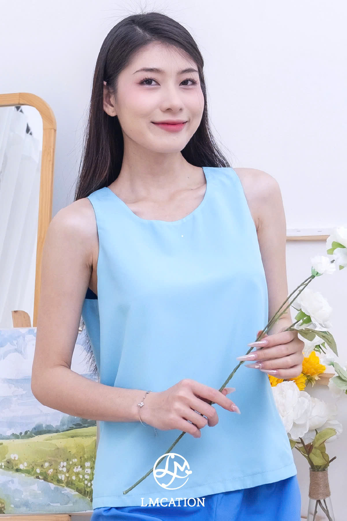 BST Siêu tiết kiệm - Áo kiểu LMcation Laura (2 lớp 2 màu) - Xanh dương nhạt và đậm