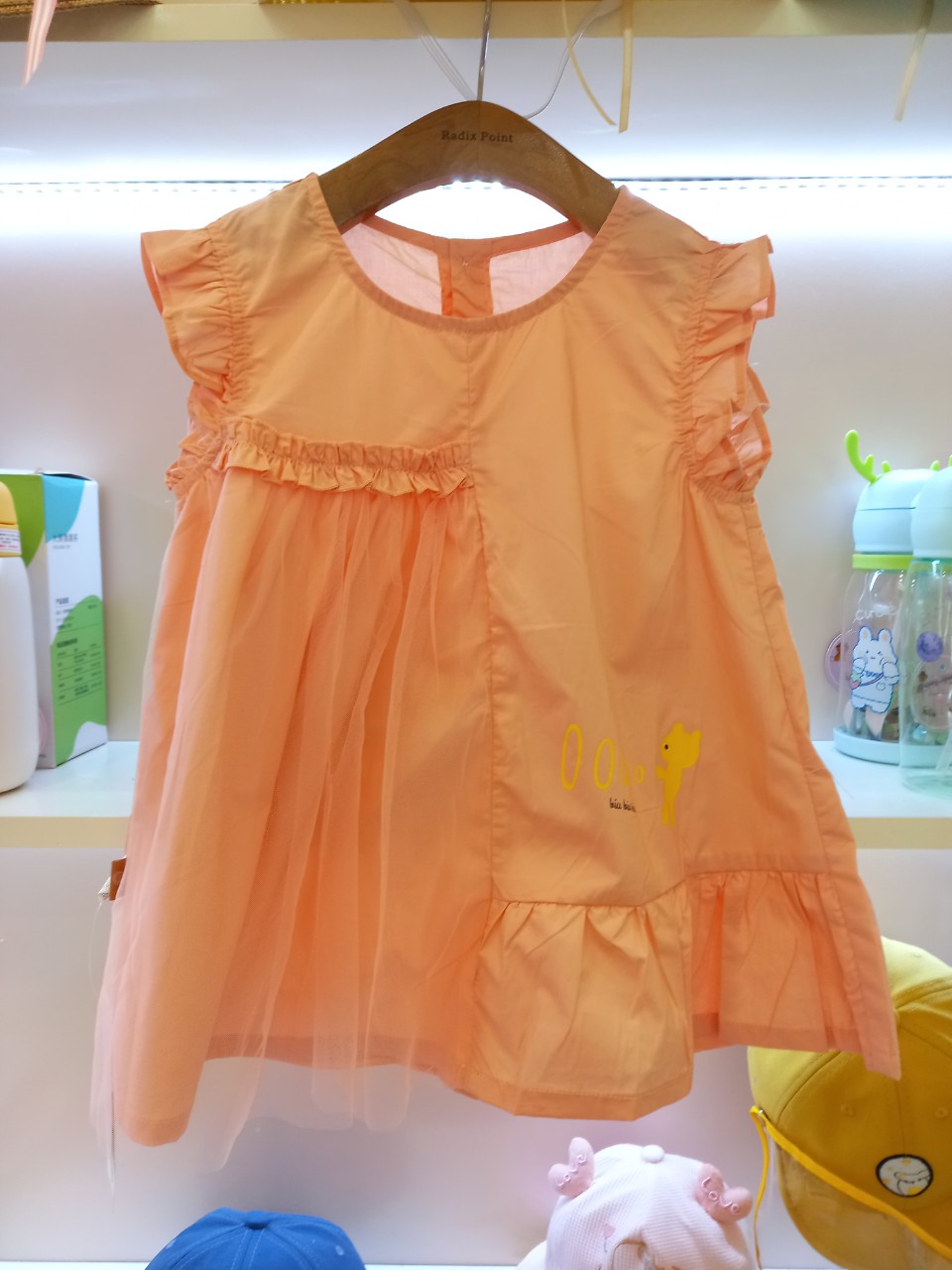 Áo váy cotton pha ren mềm mát cho bé gái