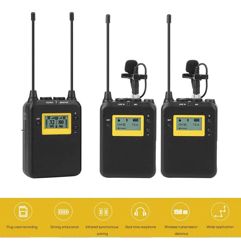 Lensgo LWM-328C - Micro Không Dây, 99 Kênh UHF, Hoạt Động Liên Tục 5 Giờ, Hàng Chính Hãng