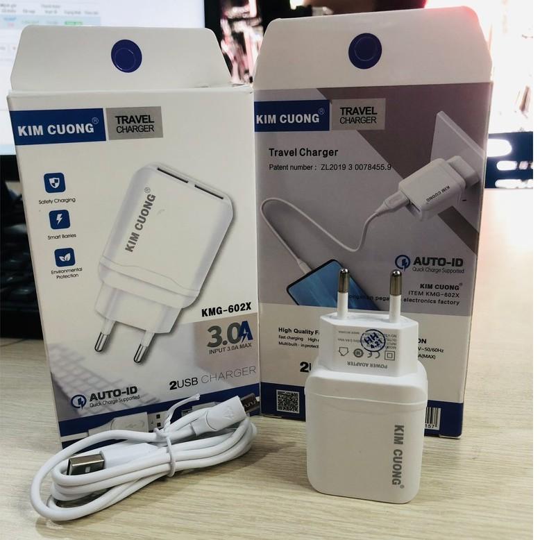 Bộ sạc nhanh kim cương 3.0A -2USB dành cho các dòng máy hỗ trợ sạc nhanh+kèm dây sạc cổng android kim cương