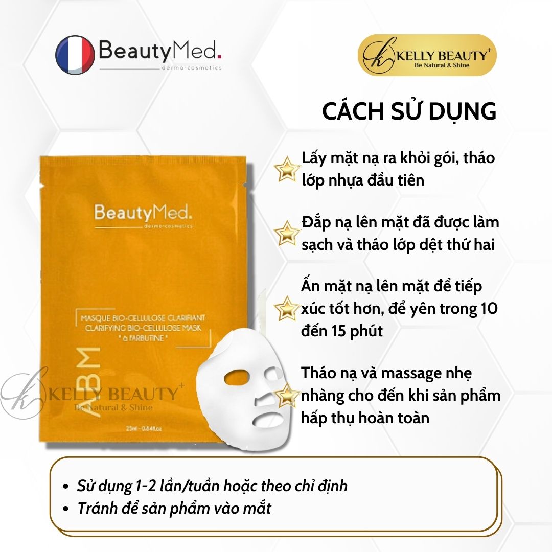 Mặt Nạ Sinh Học Dưỡng Sáng Da BeautyMed ABM Clarifying Bio-cellulose Mask | Kelly Beauty