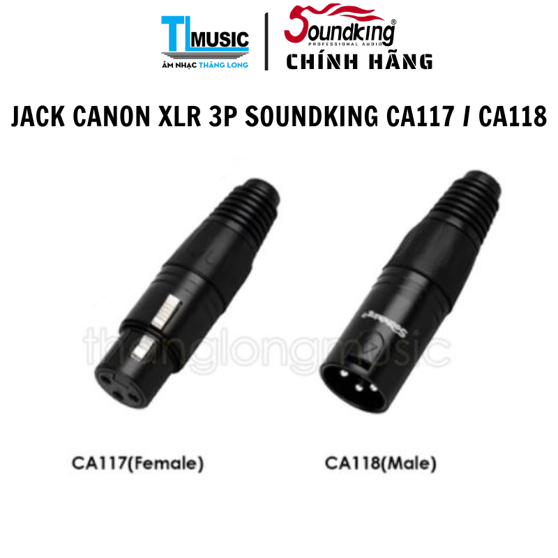 Jack Canon Soundking CA-117 / CA-118 – XLR 3 Pin, Vỏ Kim Loại, Kết Nối Chắc - Hàng chính hãng
