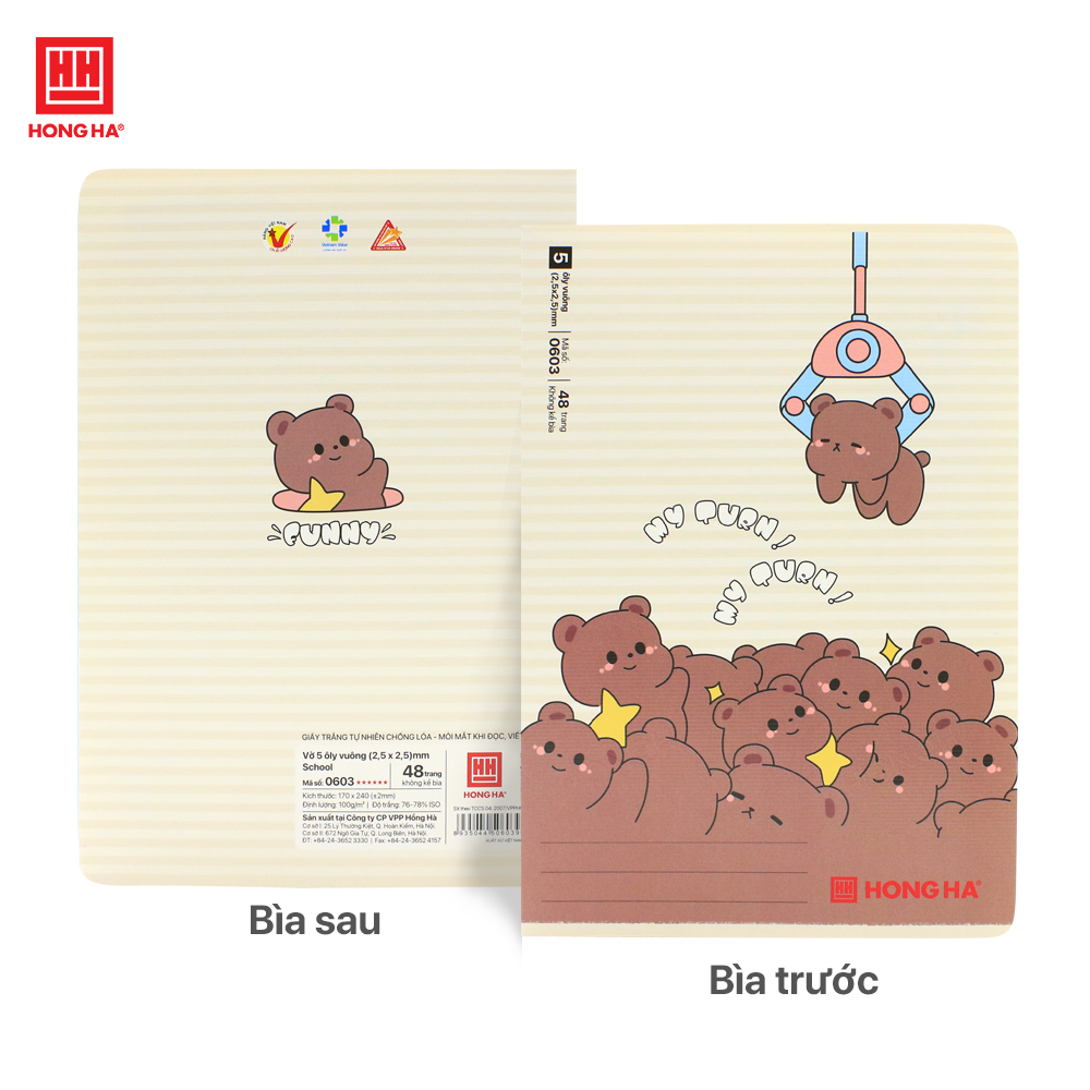 Vở 5 ô ly 48 trang Hồng Hà School Funny định lượng 100gsm - 0603